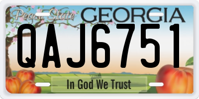 GA license plate QAJ6751