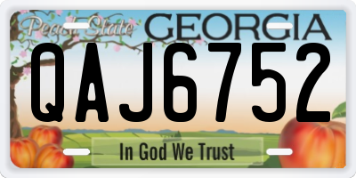 GA license plate QAJ6752