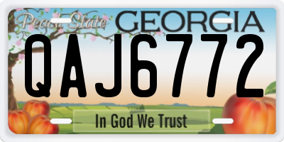GA license plate QAJ6772