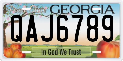 GA license plate QAJ6789