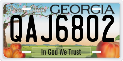 GA license plate QAJ6802