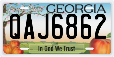 GA license plate QAJ6862