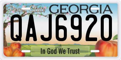 GA license plate QAJ6920