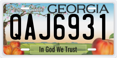 GA license plate QAJ6931