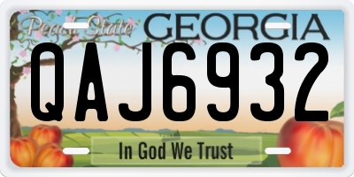 GA license plate QAJ6932