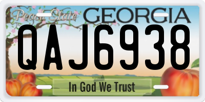 GA license plate QAJ6938