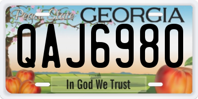 GA license plate QAJ6980