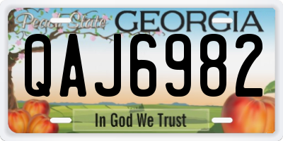 GA license plate QAJ6982