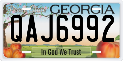 GA license plate QAJ6992