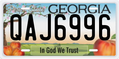 GA license plate QAJ6996