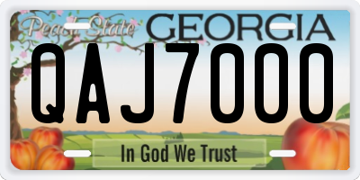 GA license plate QAJ7000