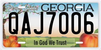 GA license plate QAJ7006