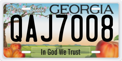 GA license plate QAJ7008