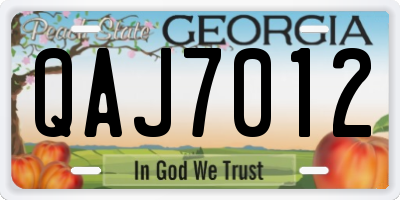 GA license plate QAJ7012