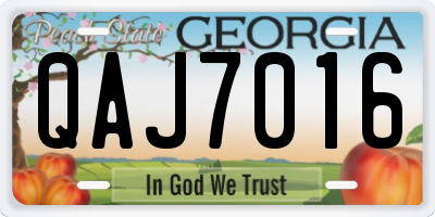 GA license plate QAJ7016
