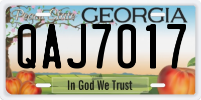 GA license plate QAJ7017