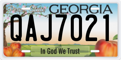 GA license plate QAJ7021