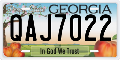GA license plate QAJ7022