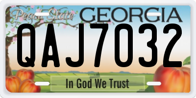 GA license plate QAJ7032