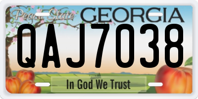 GA license plate QAJ7038