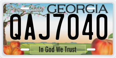 GA license plate QAJ7040