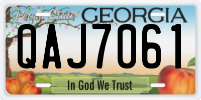 GA license plate QAJ7061