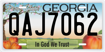 GA license plate QAJ7062