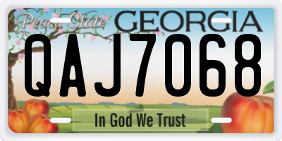 GA license plate QAJ7068