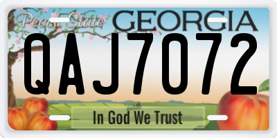 GA license plate QAJ7072