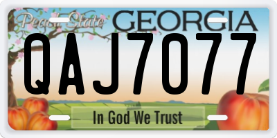 GA license plate QAJ7077