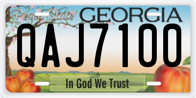 GA license plate QAJ7100
