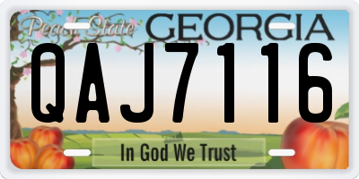 GA license plate QAJ7116