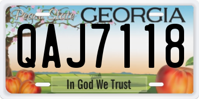 GA license plate QAJ7118