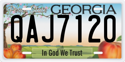 GA license plate QAJ7120