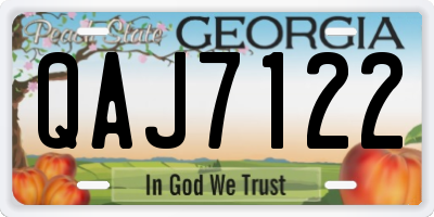 GA license plate QAJ7122