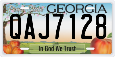 GA license plate QAJ7128