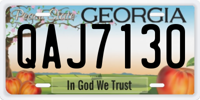GA license plate QAJ7130