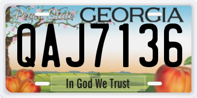 GA license plate QAJ7136
