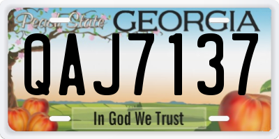GA license plate QAJ7137