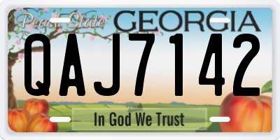 GA license plate QAJ7142