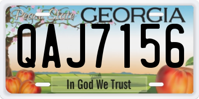 GA license plate QAJ7156