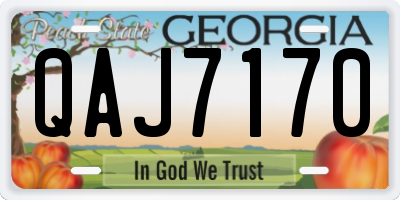 GA license plate QAJ7170