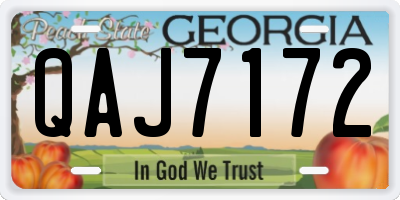GA license plate QAJ7172