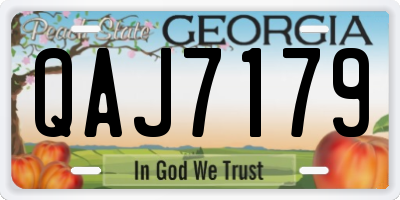GA license plate QAJ7179
