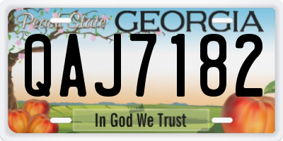 GA license plate QAJ7182