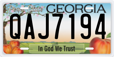 GA license plate QAJ7194