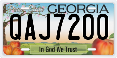 GA license plate QAJ7200