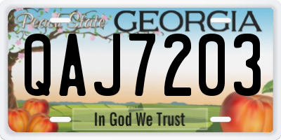 GA license plate QAJ7203