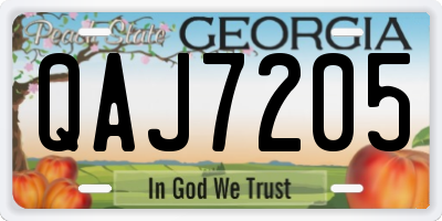 GA license plate QAJ7205