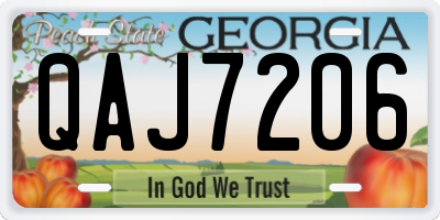 GA license plate QAJ7206